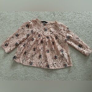 Zara Pink Lace Top with Colorful Floral Design